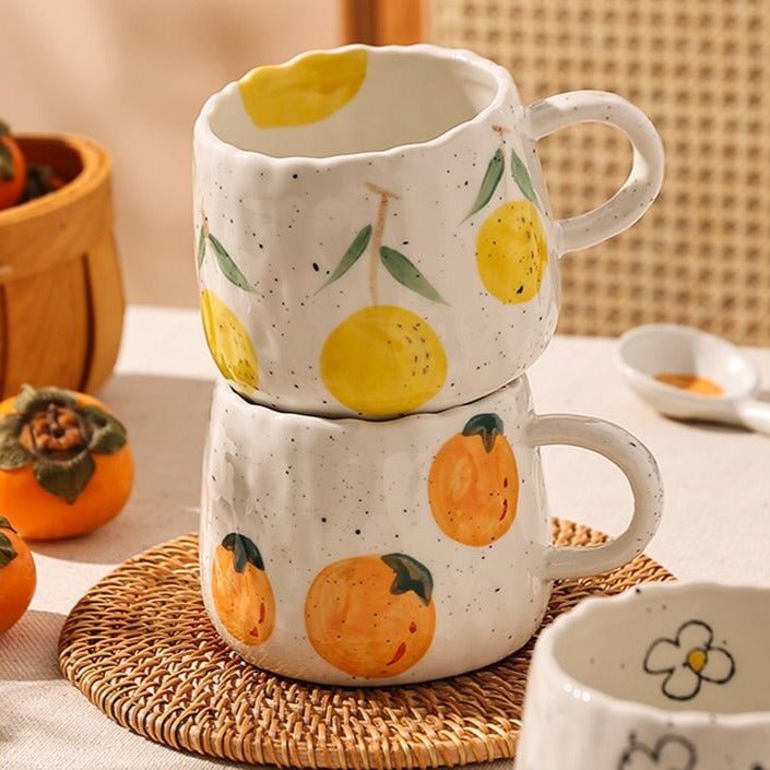 Ceramic Coffee Mug with Playful Fruit Design