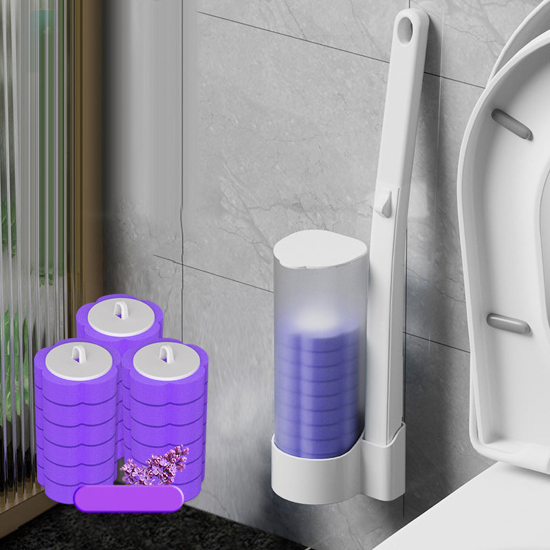 Disposable Toilet Cleaning Brush with Hygienic Sponge Heads and Push Button Release