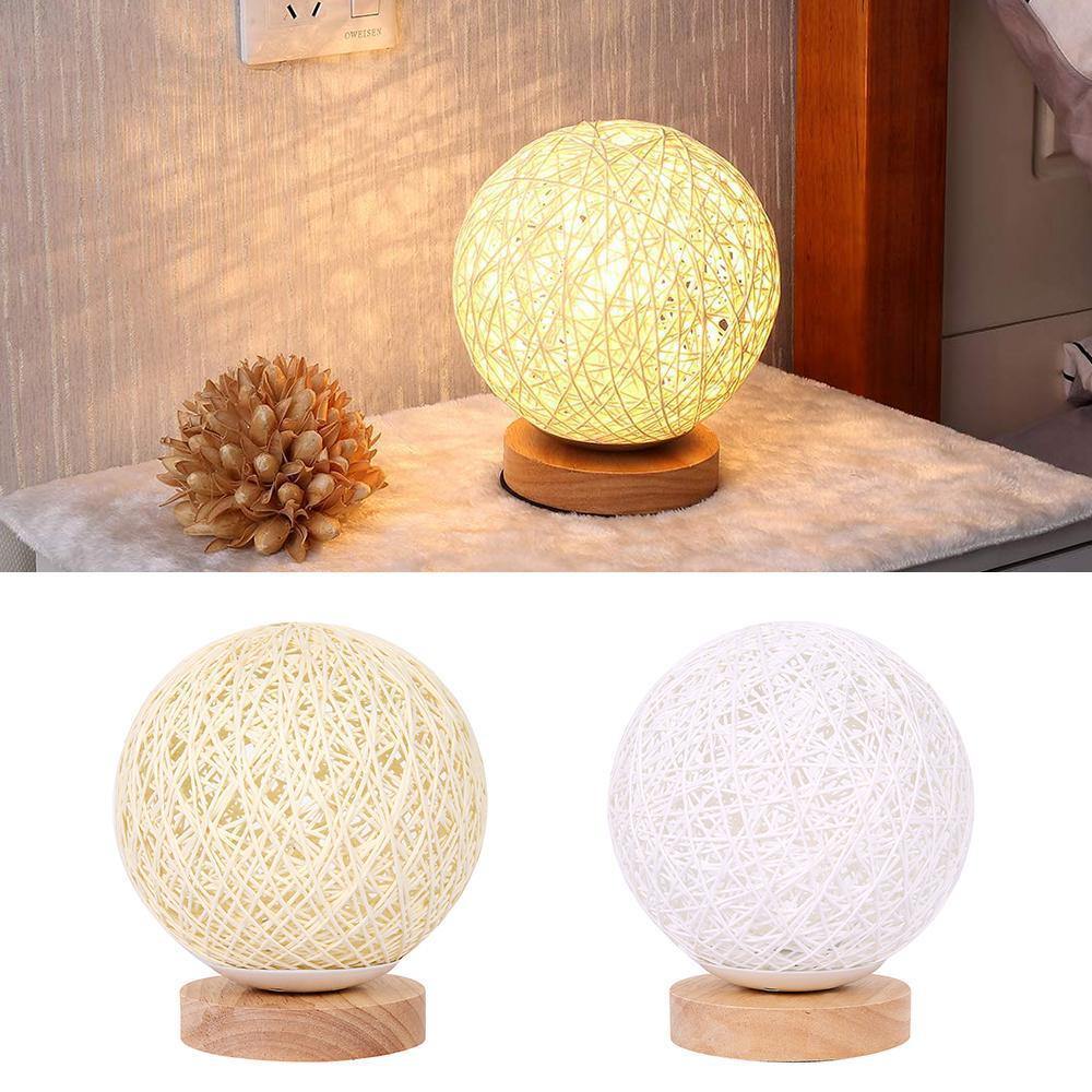 Handcrafted Moon Table Lamp with Linen Shade and Wooden Base