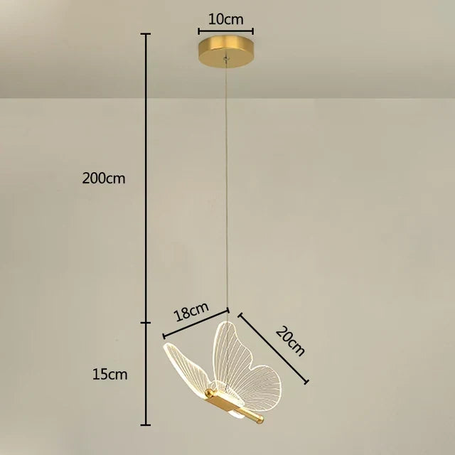 LED Butterfly Pendant Light with Glass and Metal Design
