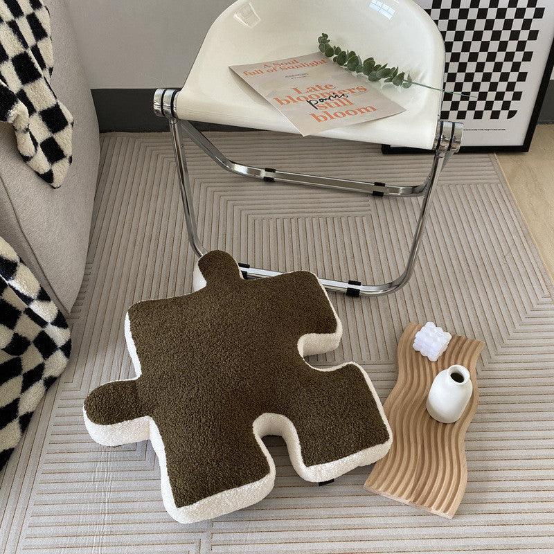 Puzzle Shaped Plush Cushion – Soft Short Plush Pillow with PP Cotton Filling