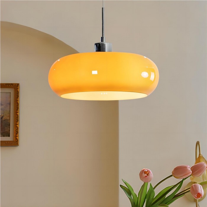 Vintage Bauhaus Pendant Light with Moulded Glass Shade