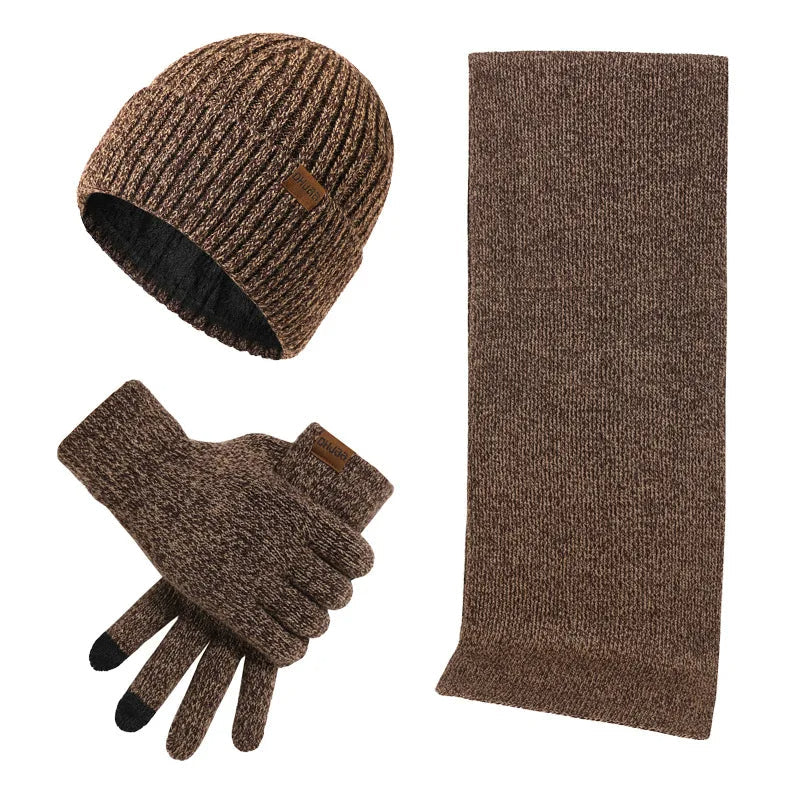 Winter Accessories Set - Knitted Beanie, Scarf & Gloves