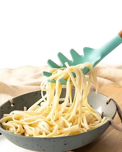 12-Piece Silicone Kitchen Utensil Set with Bamboo Handles and Storage Holder