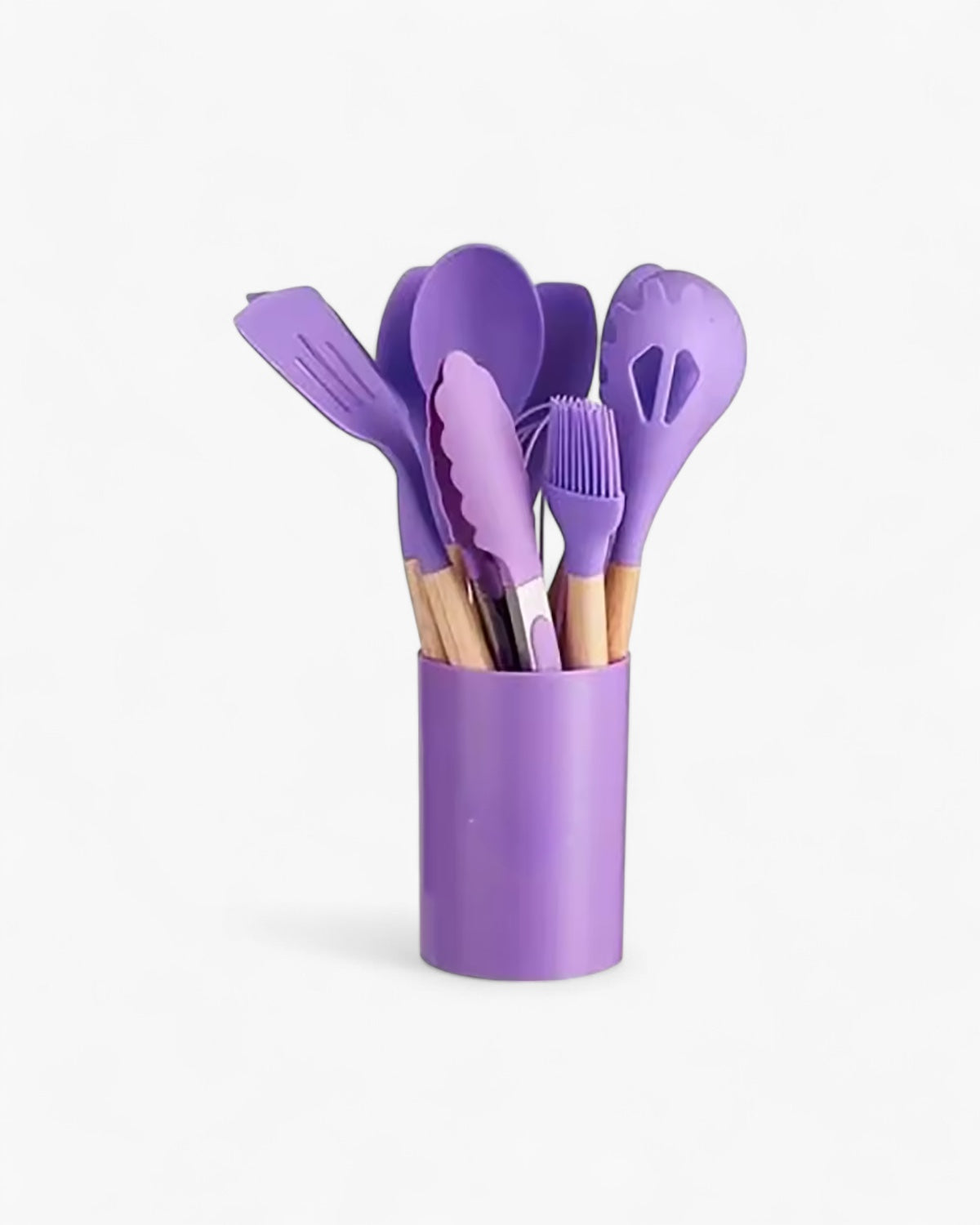 12-Piece Silicone Kitchen Utensil Set with Bamboo Handles and Storage Holder
