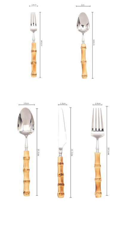 18/10 Stainless Steel Cutlery Set with Natural Bamboo Handles