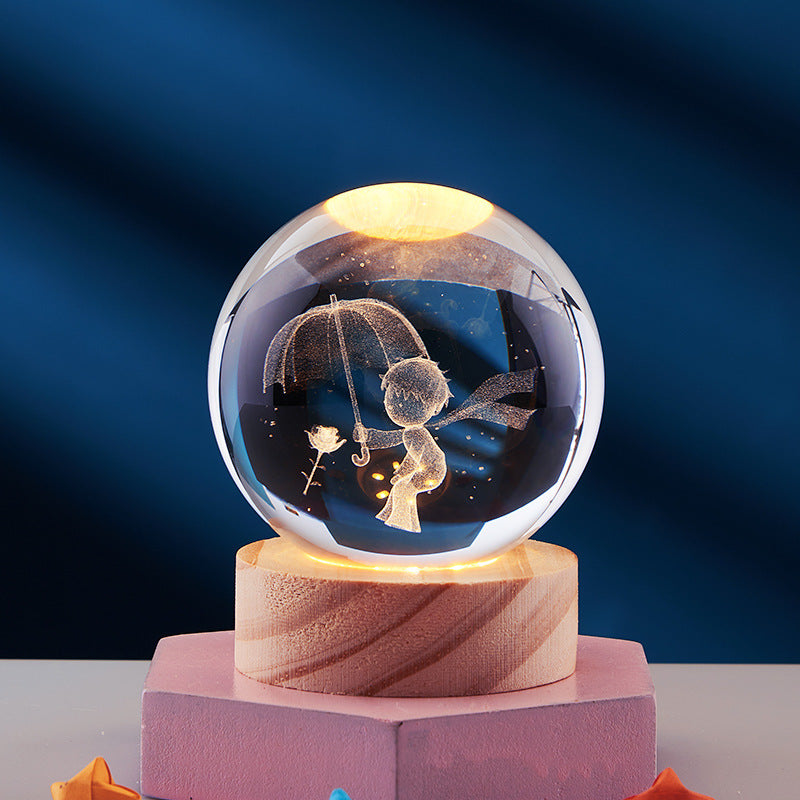 3D Crystal Night Lamp with LED USB Lighting