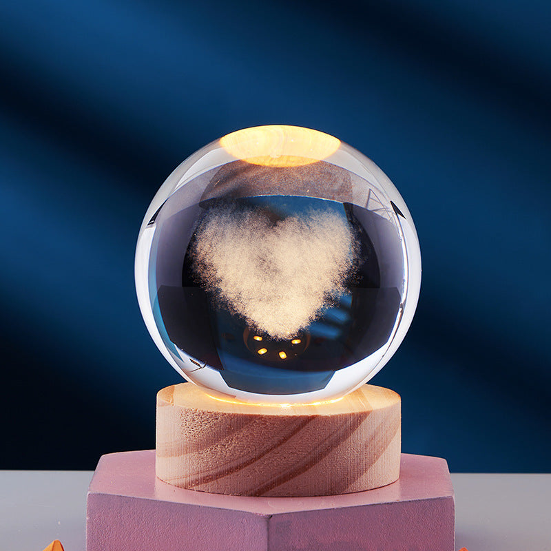 3D Crystal Night Lamp with LED USB Lighting