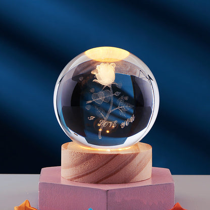 3D Crystal Night Lamp with LED USB Lighting