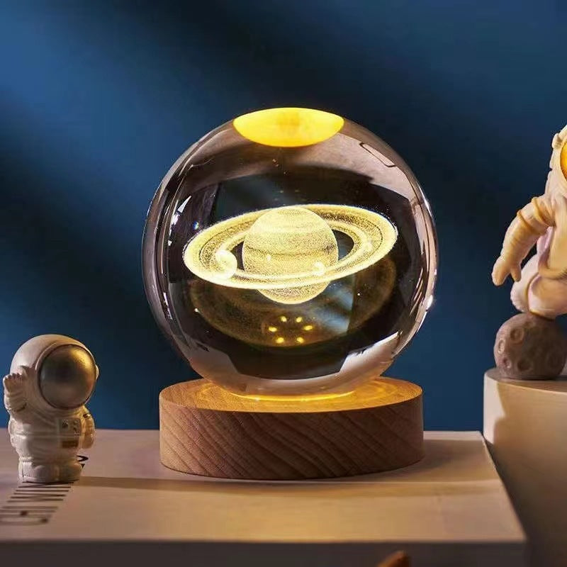 3D Crystal Night Lamp with LED USB Lighting