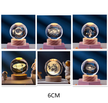 3D Crystal Night Lamp with LED USB Lighting