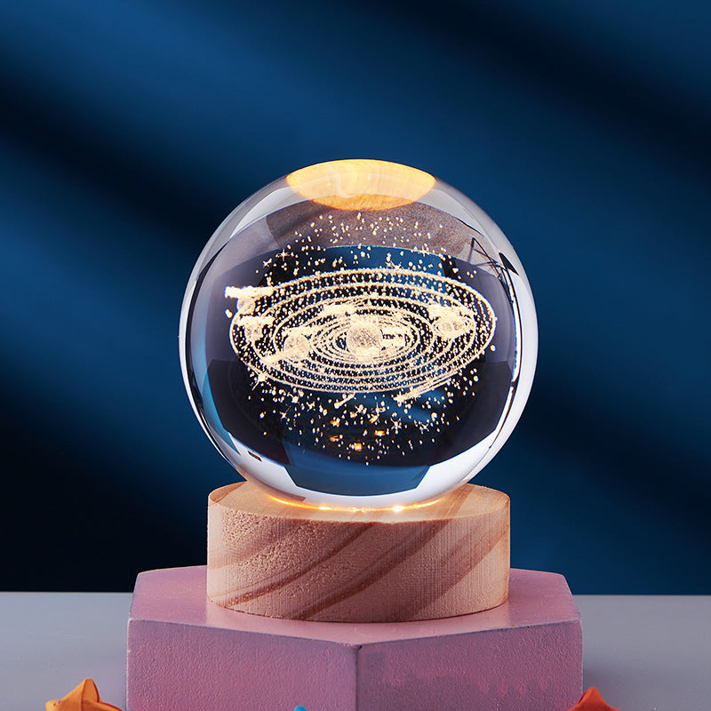 3D Crystal Night Lamp with LED USB Lighting