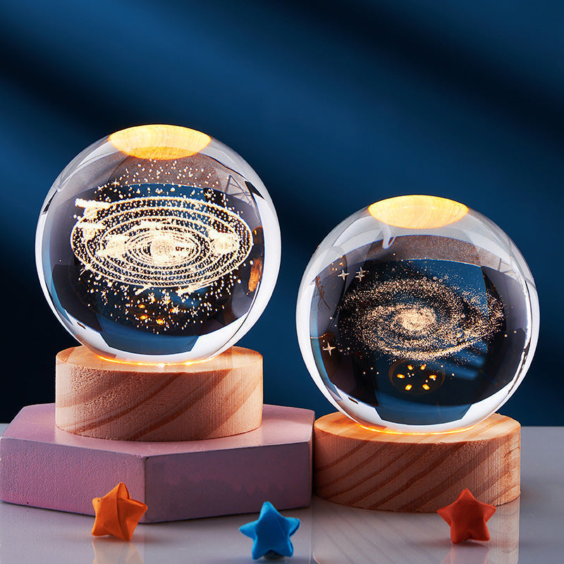 3D Crystal Night Lamp with LED USB Lighting