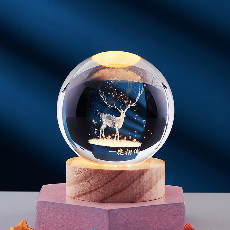 3D Crystal Night Lamp with LED USB Lighting
