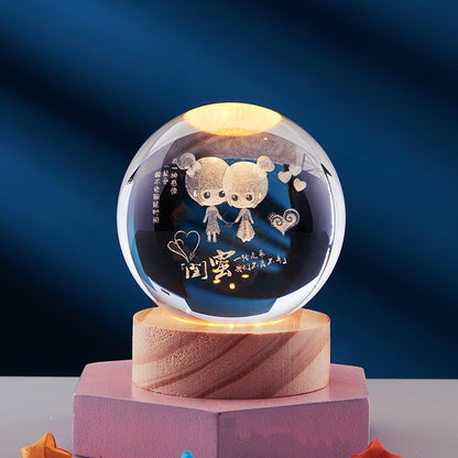 3D Crystal Night Lamp with LED USB Lighting