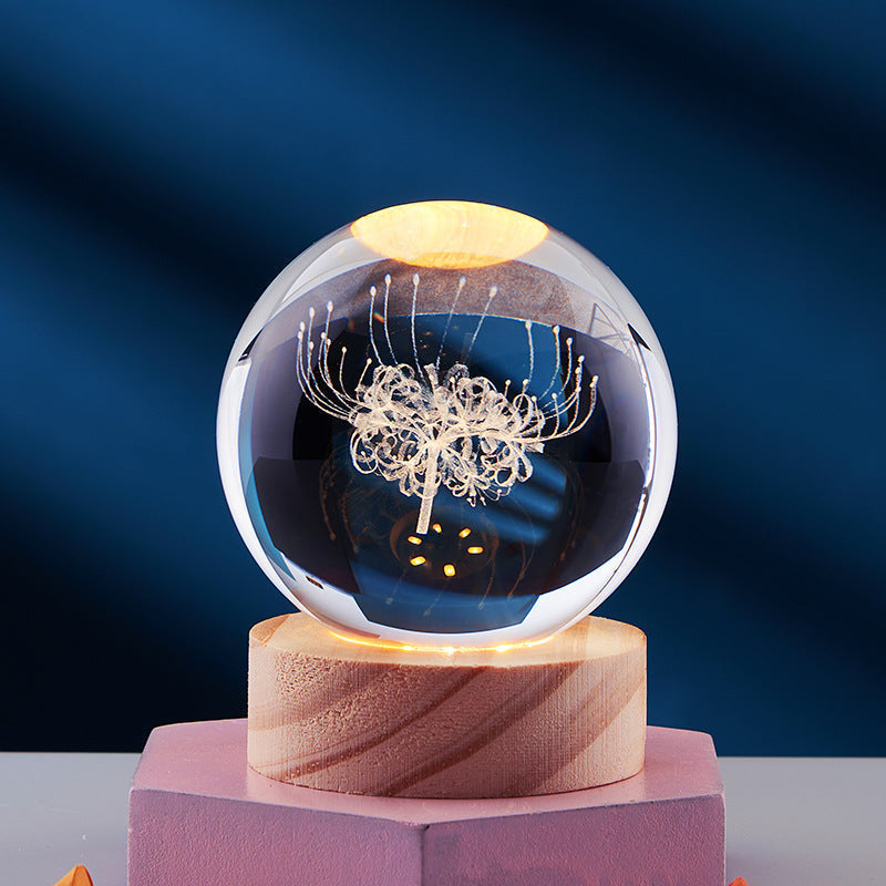 3D Crystal Night Lamp with LED USB Lighting