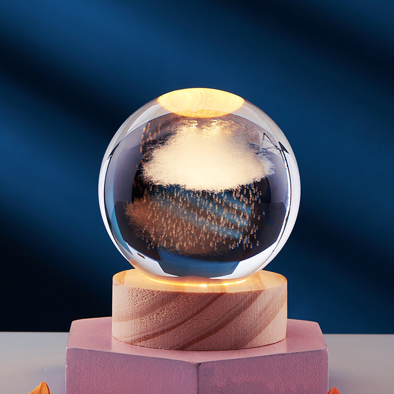 3D Crystal Night Lamp with LED USB Lighting