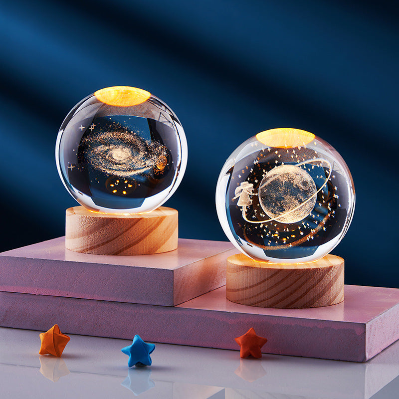 3D Crystal Night Lamp with LED USB Lighting