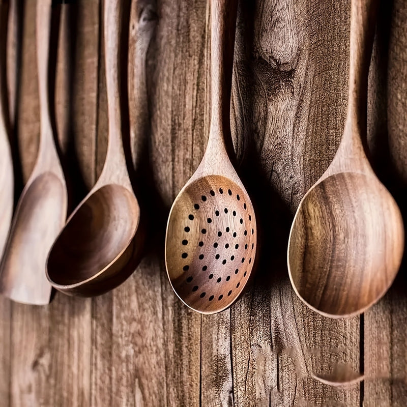 5-Piece Wooden Kitchen Utensil Set with Ergonomic Handles