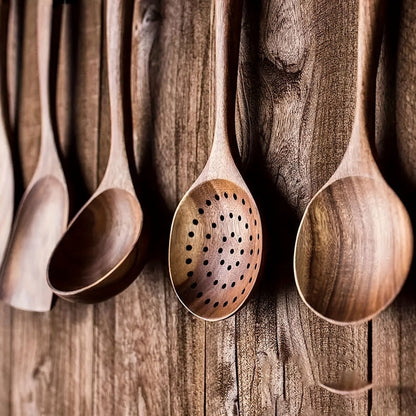 5-Piece Wooden Kitchen Utensil Set with Ergonomic Handles