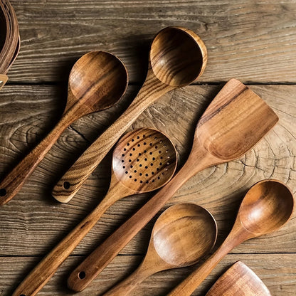 5-Piece Wooden Kitchen Utensil Set with Ergonomic Handles
