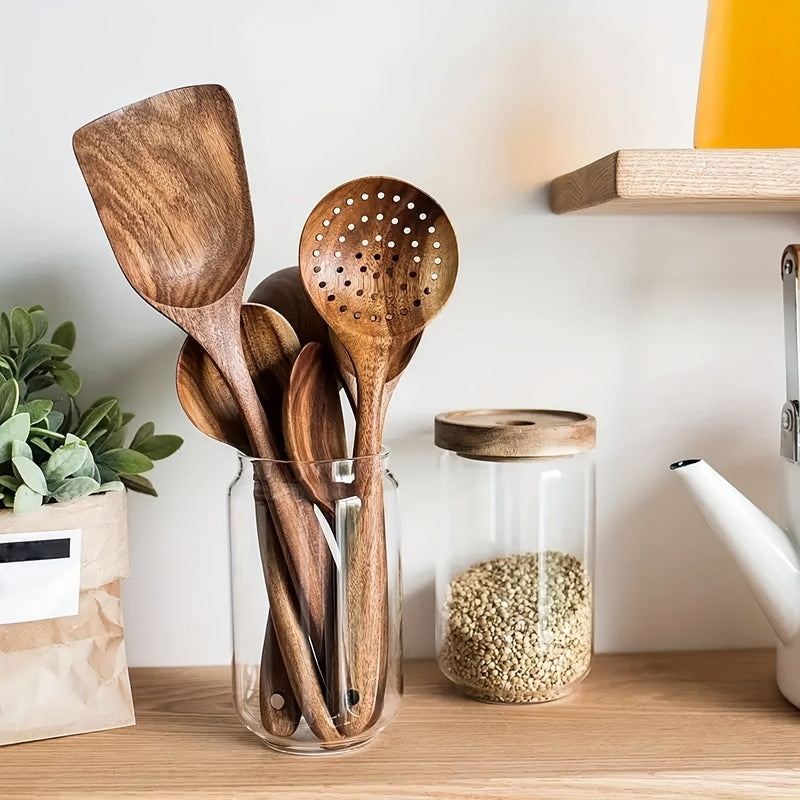 5-Piece Wooden Kitchen Utensil Set with Ergonomic Handles
