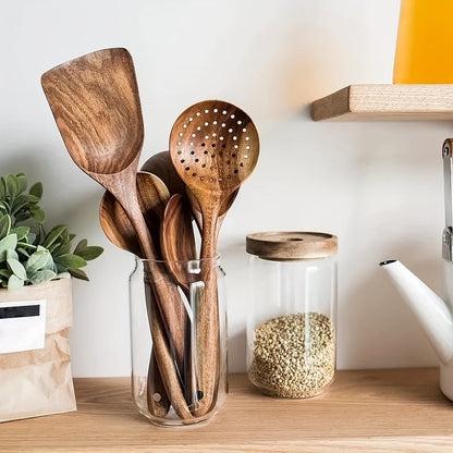 5-Piece Wooden Kitchen Utensil Set with Ergonomic Handles