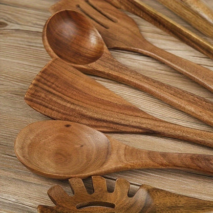 7-Piece Wooden Kitchen Utensil Set for Non-Stick Cookware
