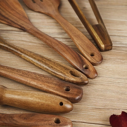 7-Piece Wooden Kitchen Utensil Set for Non-Stick Cookware