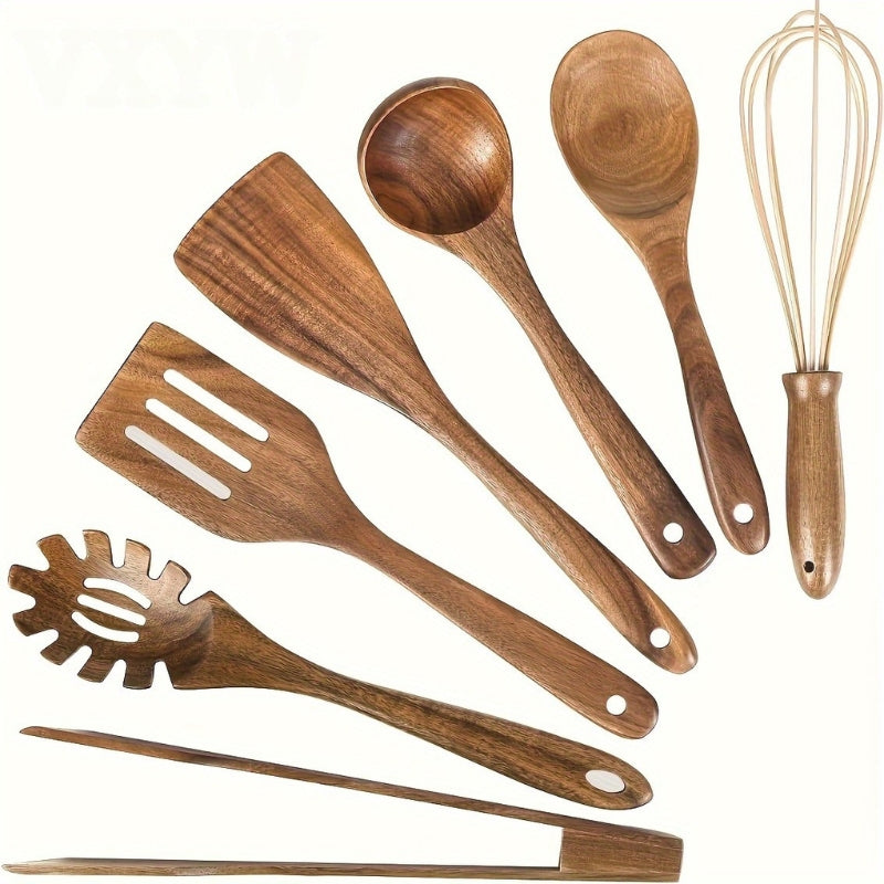 7-Piece Wooden Kitchen Utensil Set for Non-Stick Cookware