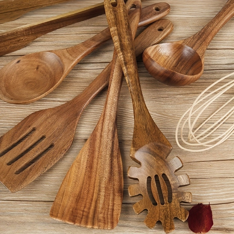 7-Piece Wooden Kitchen Utensil Set for Non-Stick Cookware