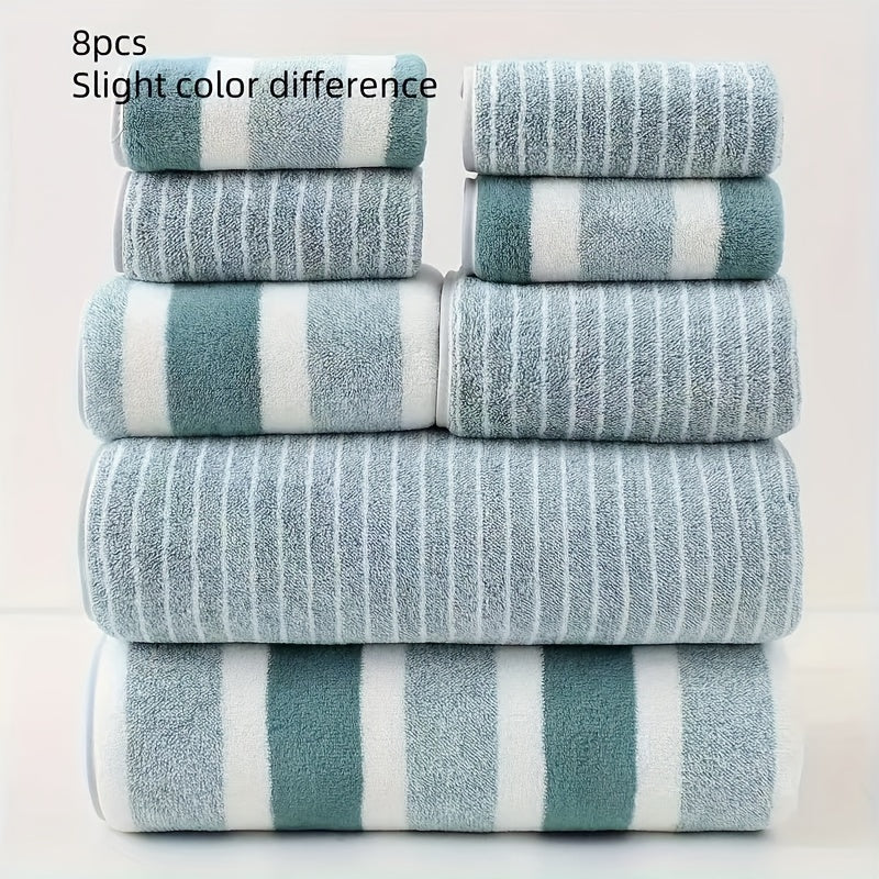 8-Piece Coral Fleece Towel Set with Soft and Absorbent Fabric