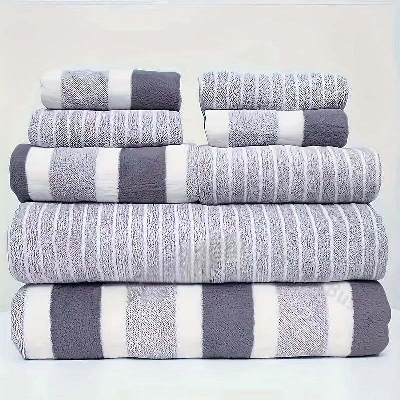 8-Piece Coral Fleece Towel Set with Soft and Absorbent Fabric