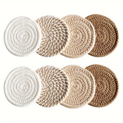 8-Piece Polyester Blend Coaster Set for Hot and Cold Drinks