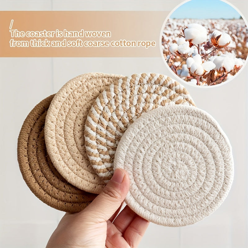 8-Piece Polyester Blend Coaster Set for Hot and Cold Drinks
