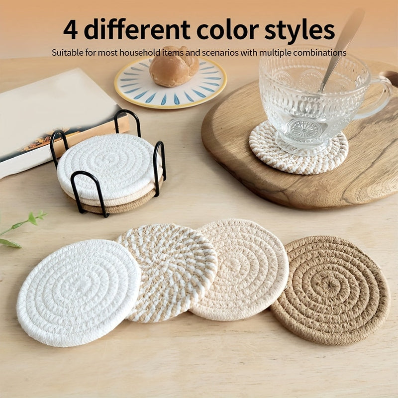 8-Piece Polyester Blend Coaster Set for Hot and Cold Drinks
