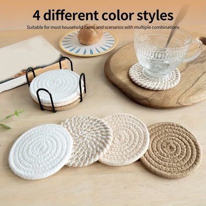 8-Piece Polyester Blend Coaster Set for Hot and Cold Drinks