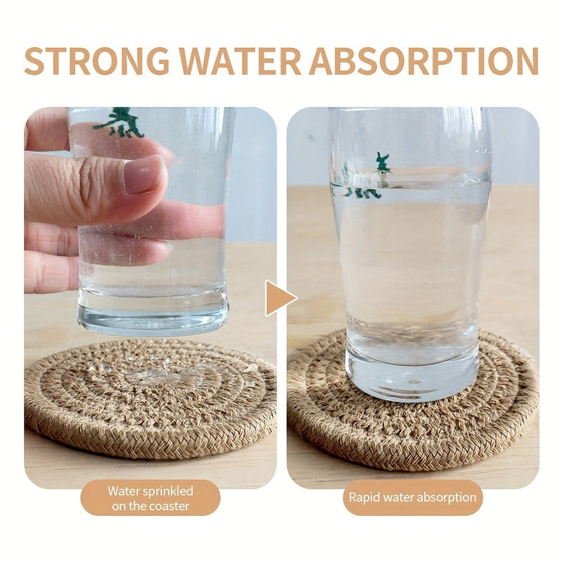 8-Piece Polyester Blend Coaster Set for Hot and Cold Drinks