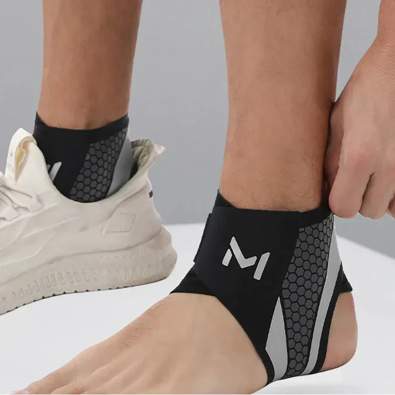 Adjustable Ankle Support Sleeve with Nylon Spandex and Polyester