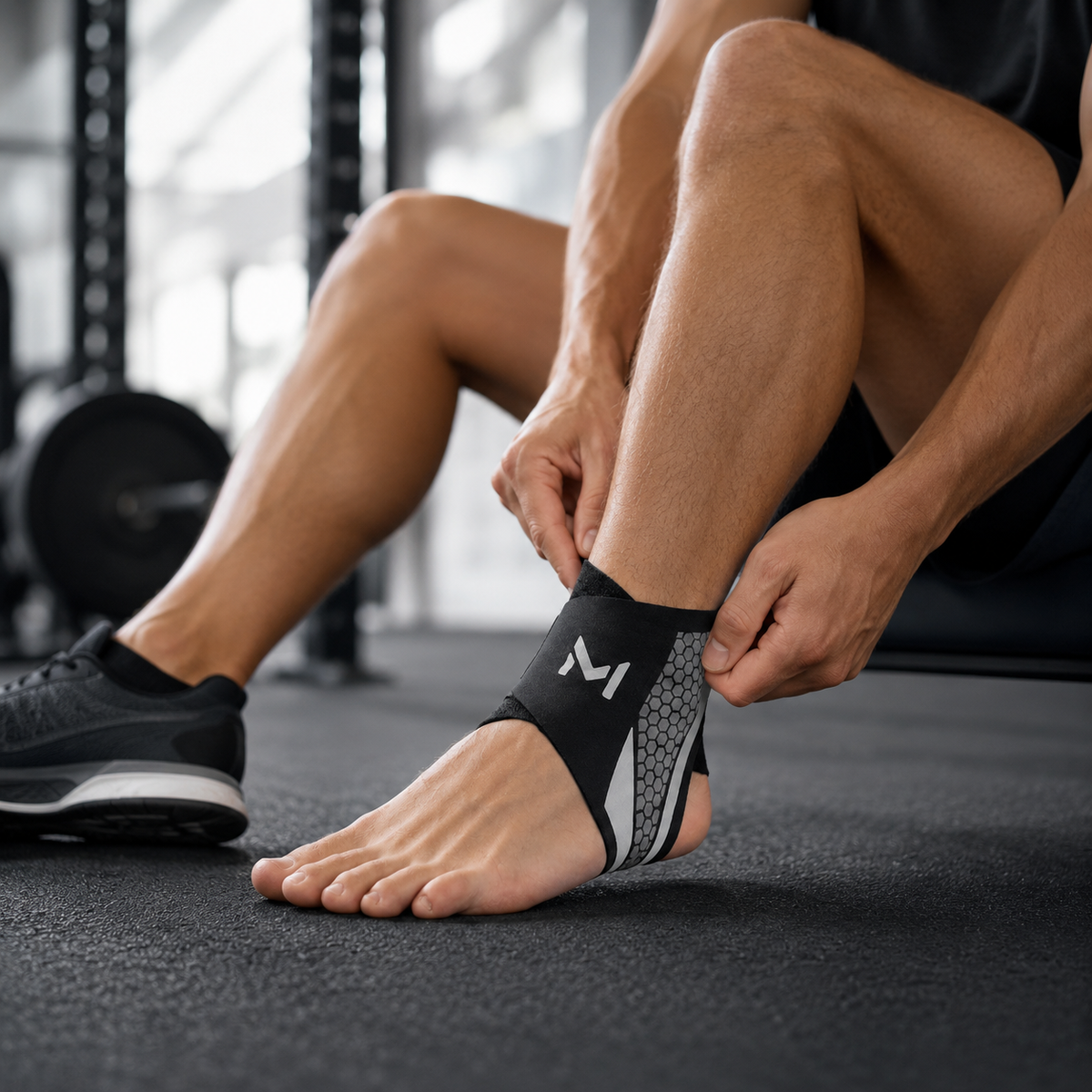 Adjustable Ankle Support Sleeve with Nylon Spandex and Polyester