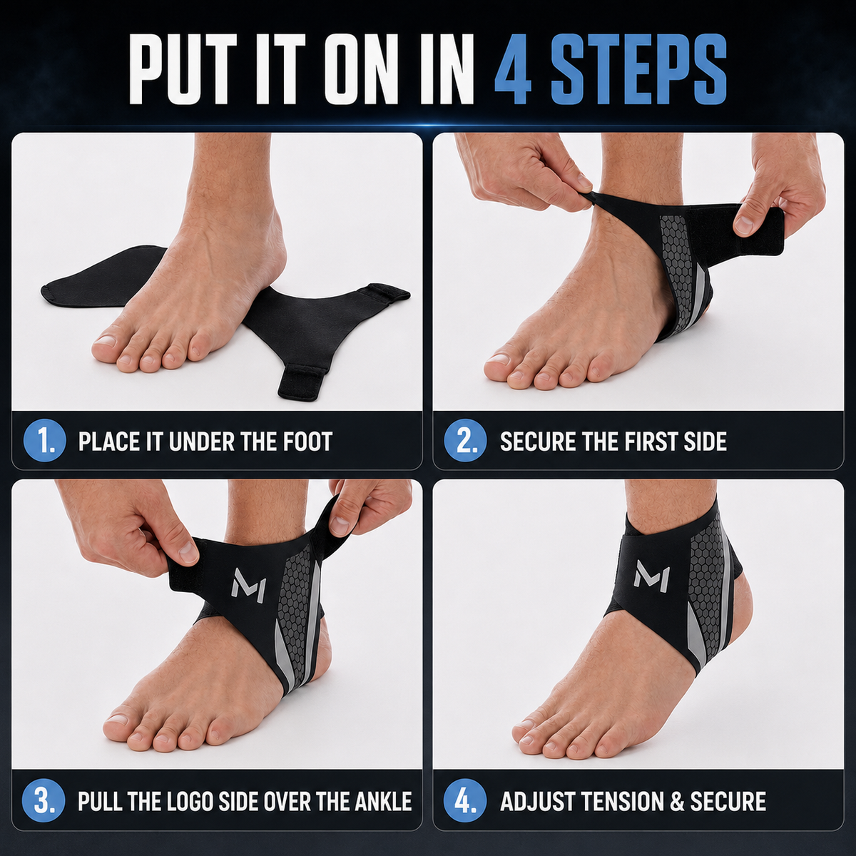 Adjustable Ankle Support Sleeve with Nylon Spandex and Polyester