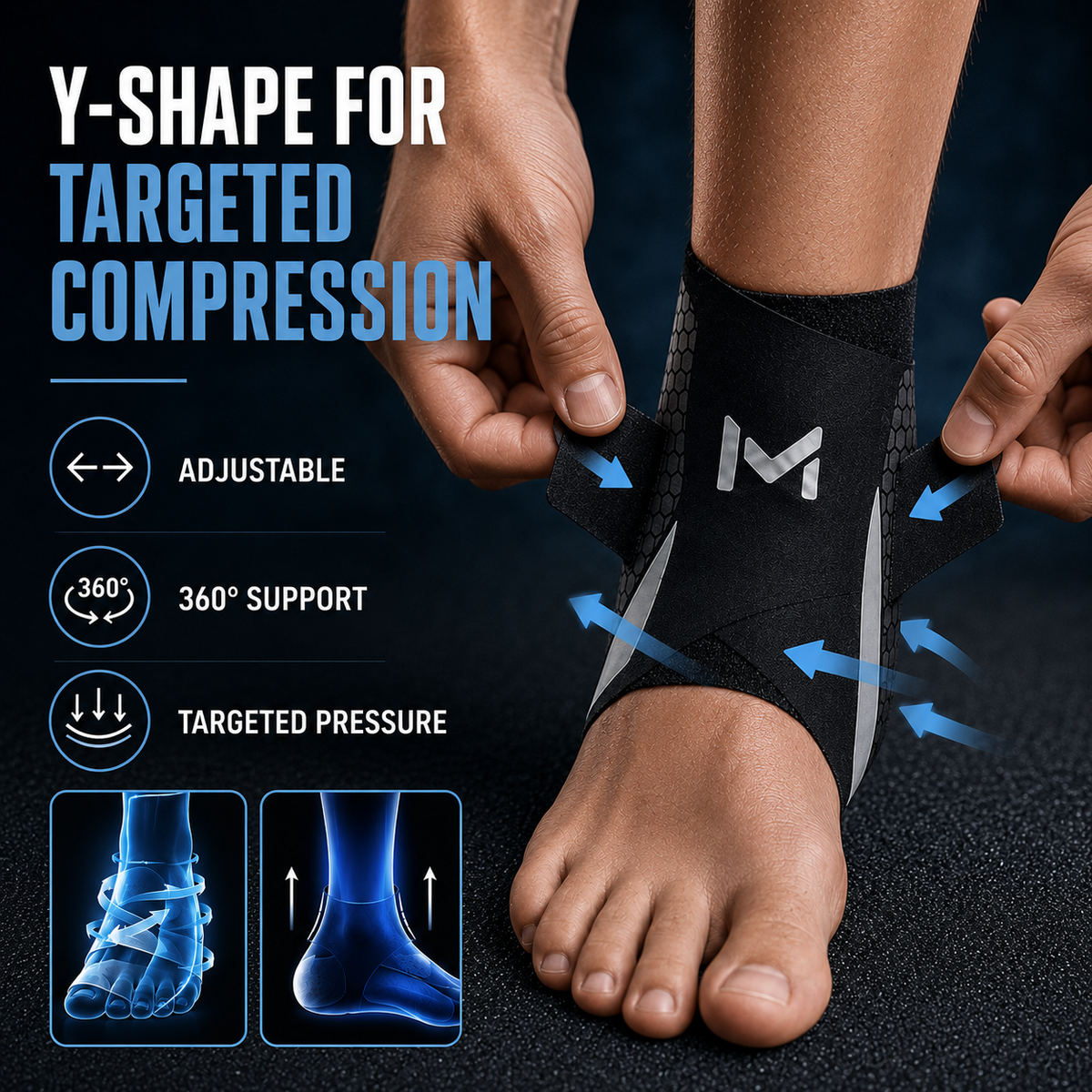Adjustable Ankle Support Sleeve with Nylon Spandex and Polyester