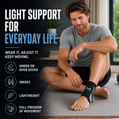 Adjustable Ankle Support Sleeve with Nylon Spandex and Polyester