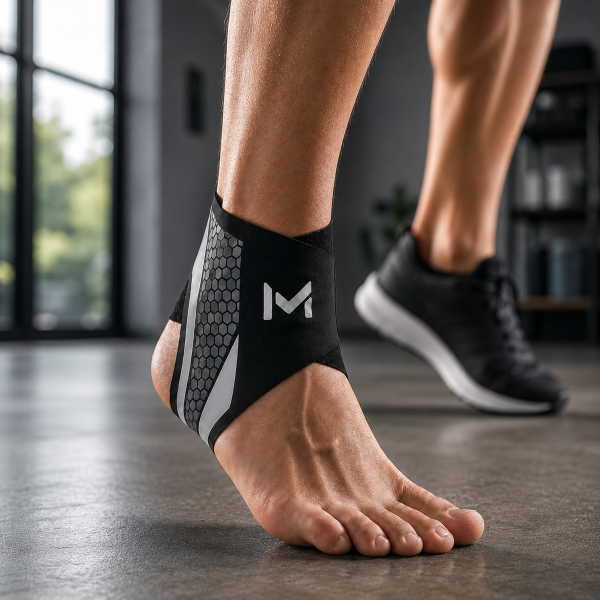 Adjustable Ankle Support Sleeve with Nylon Spandex and Polyester