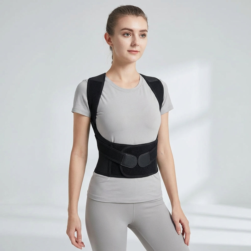 Adjustable Posture Support Brace with Breathable Polyester Design
