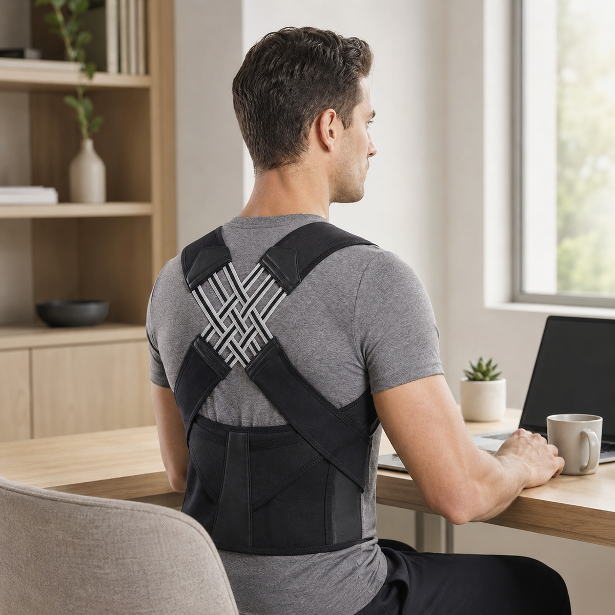 Adjustable Posture Support Brace with Breathable Polyester Design
