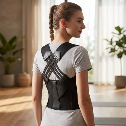Adjustable Posture Support Brace with Breathable Polyester Design