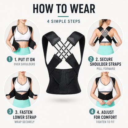 Adjustable Posture Support Brace with Breathable Polyester Design