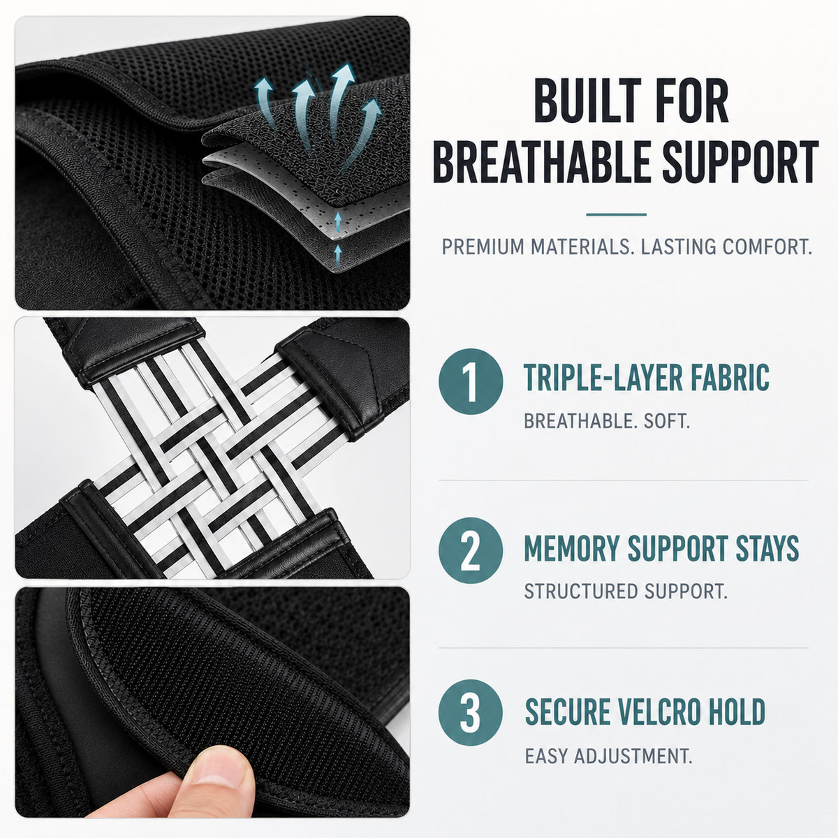 Adjustable Posture Support Brace with Breathable Polyester Design