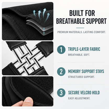 Adjustable Posture Support Brace with Breathable Polyester Design